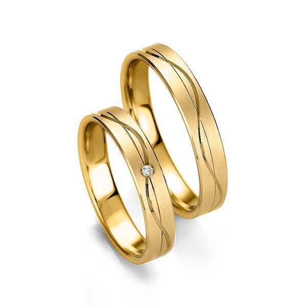 Gifteringer i gult gull 14 kt, 4 mm. Slim line  -  480713599